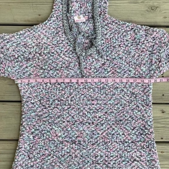 MarleyLilly Marled Pastel Black White Fuzzy Pull Over Hoodie Sweater Size S/M - Picture 5 of 7